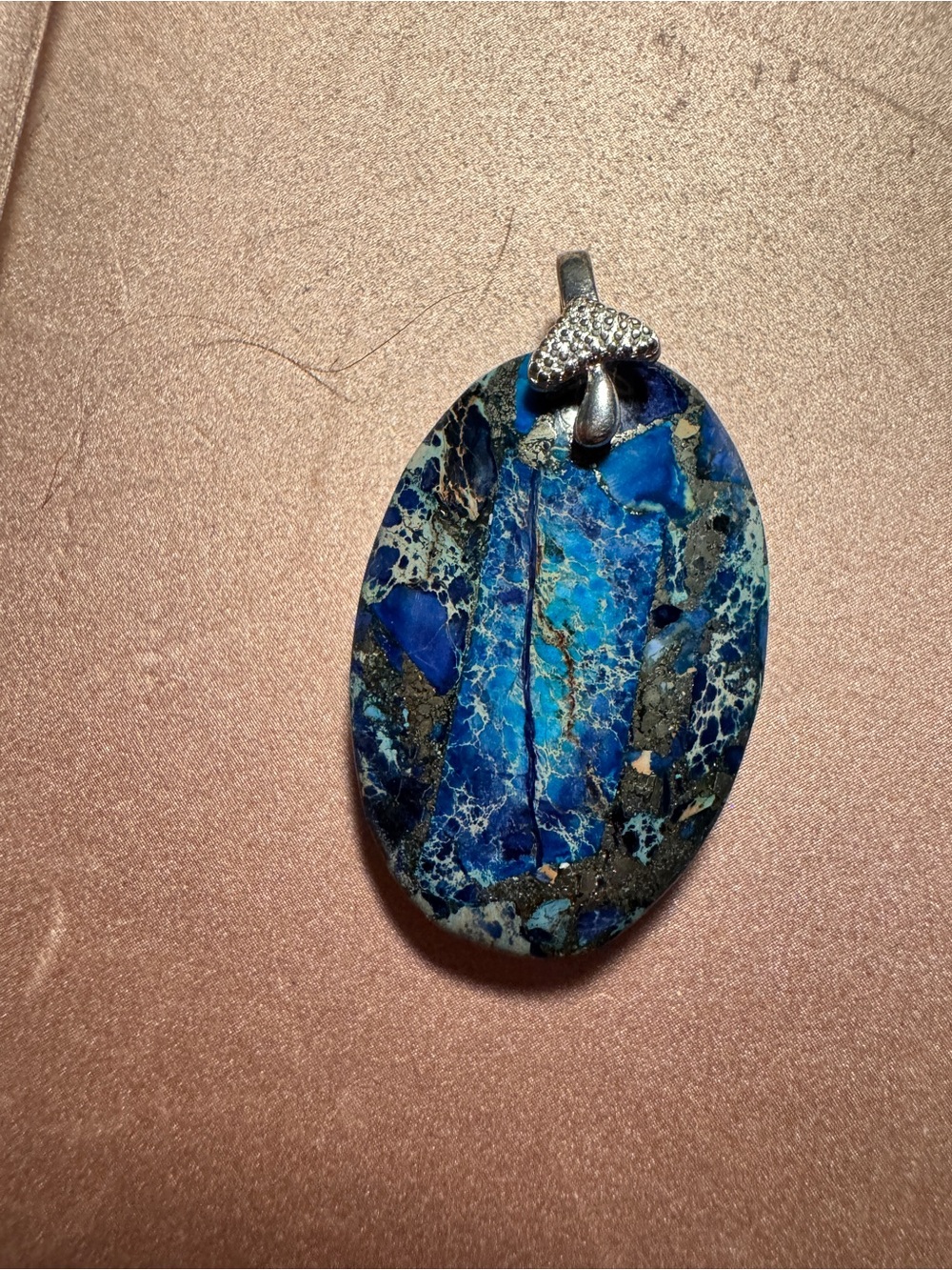 Blue Azurite-Malachite Oval Stone Pendant